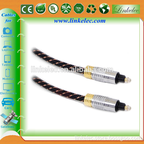 High quality 24K Gold Plated Digital Audio toslink optical cable custom nylon braided jacket